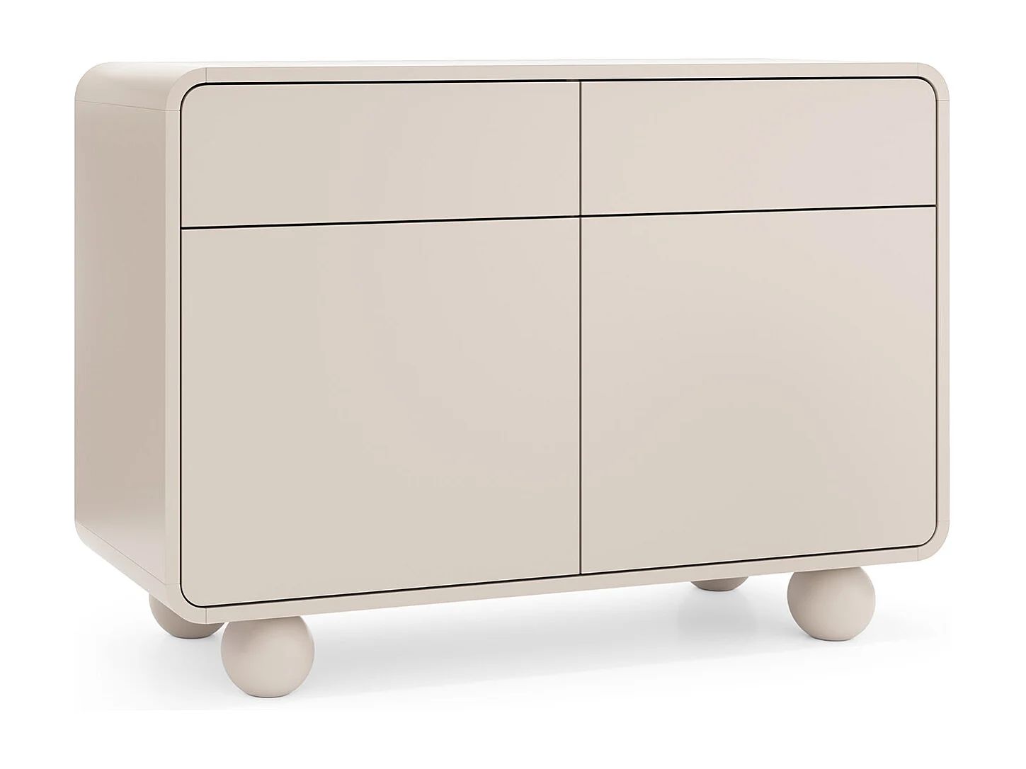 Komoda w kolorze kaszmir, z dwiema szafkami i dwiema szufladami – Nowoczesny design, nogi w kształcie kuli, 108 x 75 x 39 cm 4386214 - obrazek 1
