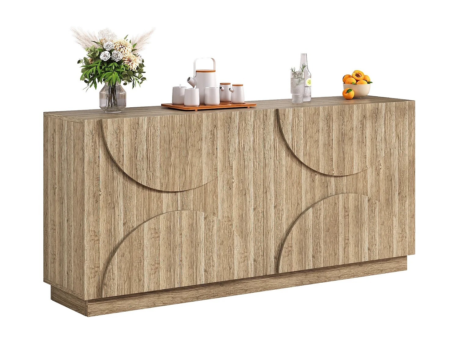 Komoda z leżanką - 160 x 40 x 80 cm - z 4 drzwiami - jasny naturalny 4514363 - obrazek 1