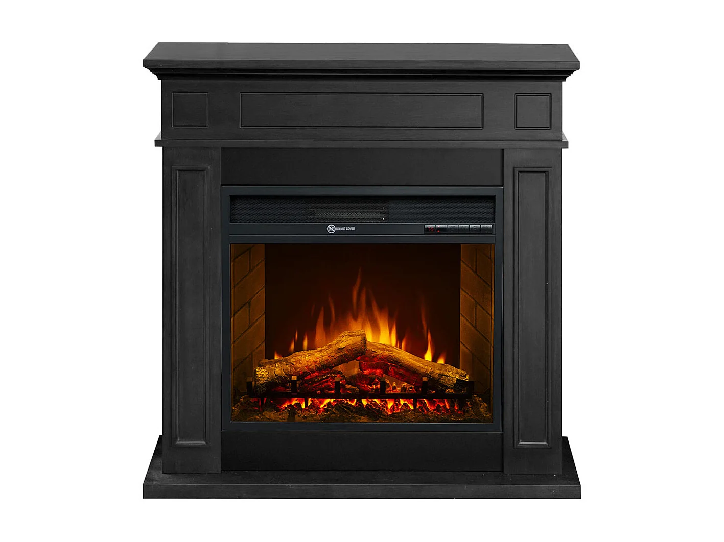 Kominek elektryczny JEFFERSON stojący z czarnego drewna dł. 89,5 x wys. 90,5 x gł. 28 cm 4539350