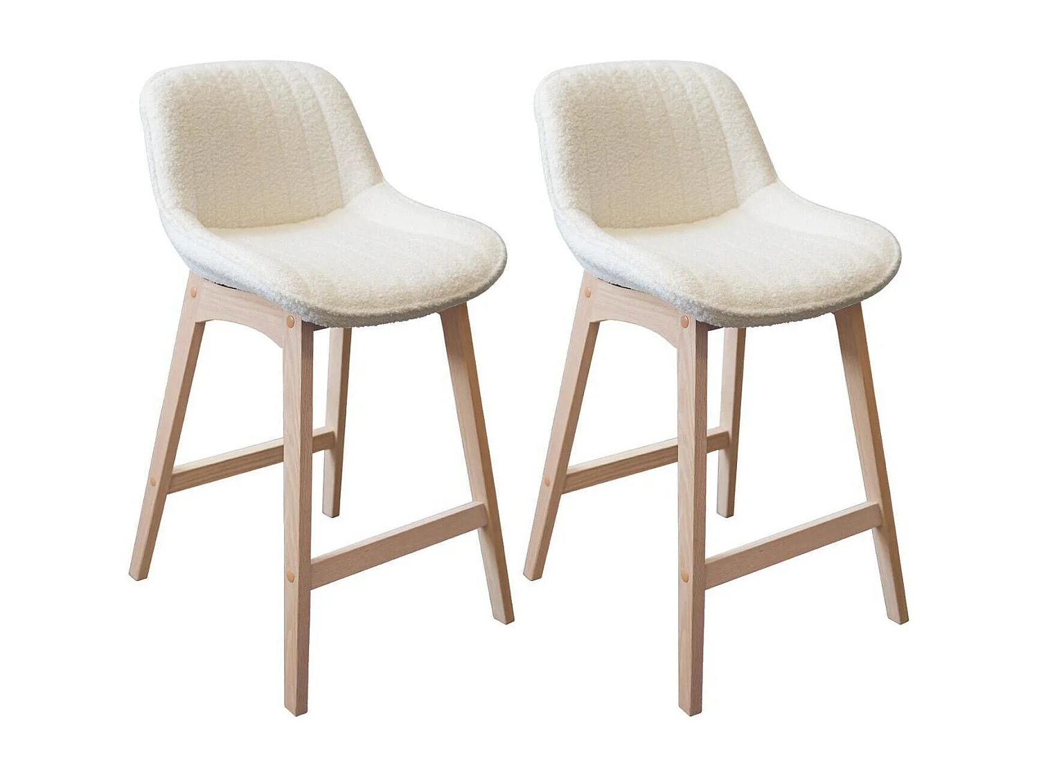 Komplet dębowych krzeseł wyspowych i barowych z siedziskiem z tkaniny frotte MILK o szerokości 65 cm 4143036 - obrazek 1