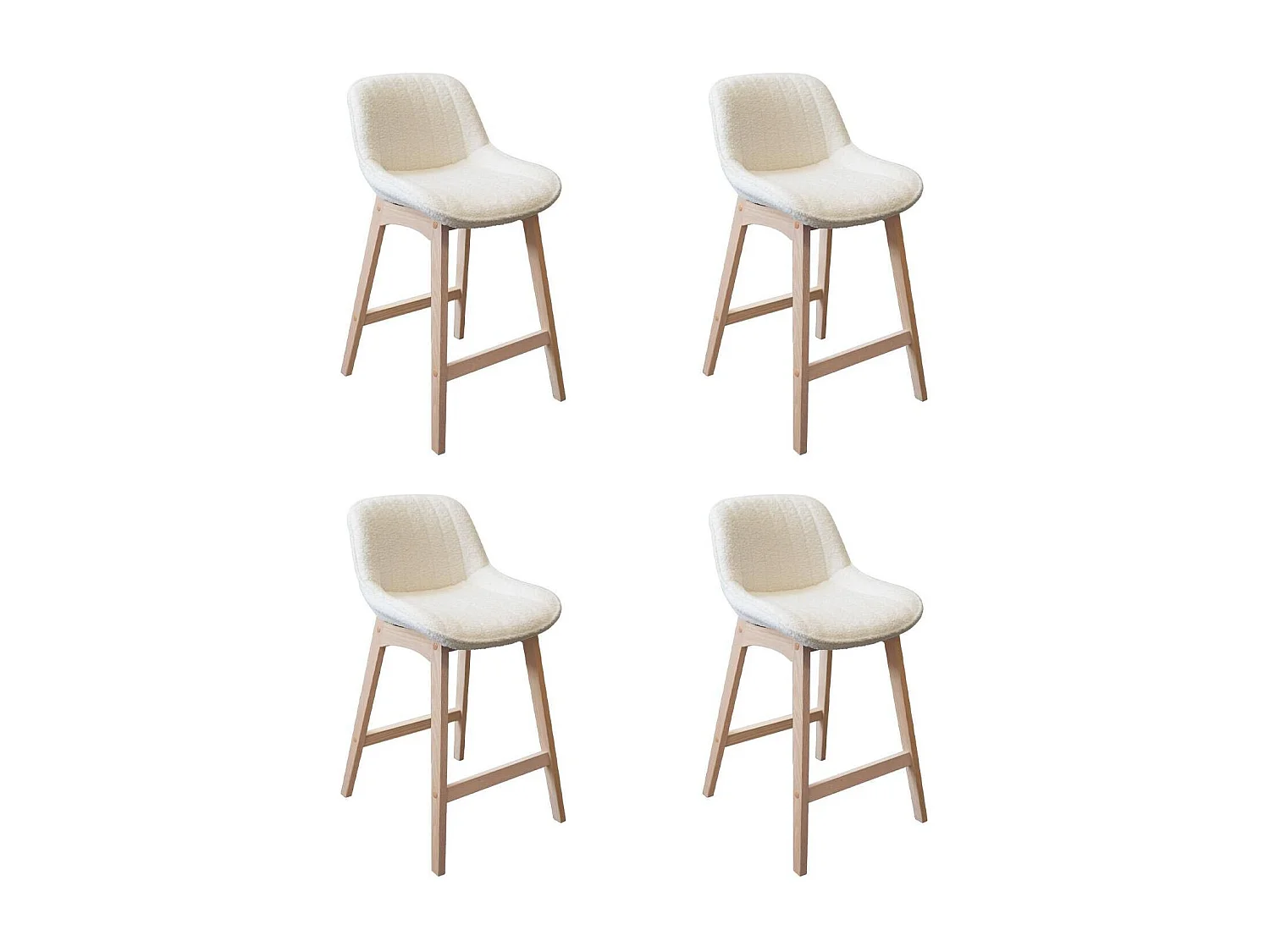 Komplet dębowych krzeseł wyspowych i barowych z siedziskiem z tkaniny frotte MILK o szerokości 65 cm 4143037 - obrazek 1