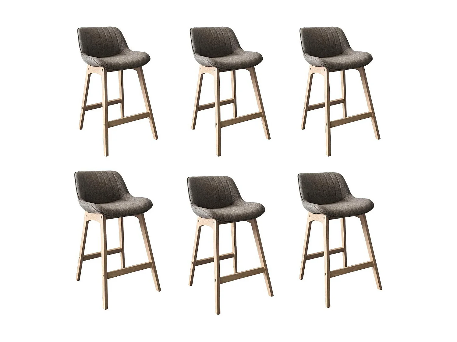 Komplet dębowych krzeseł wyspowych i barowych z siedziskiem z tkaniny MELLOW o szerokości 65 cm 4608454 - obrazek 1