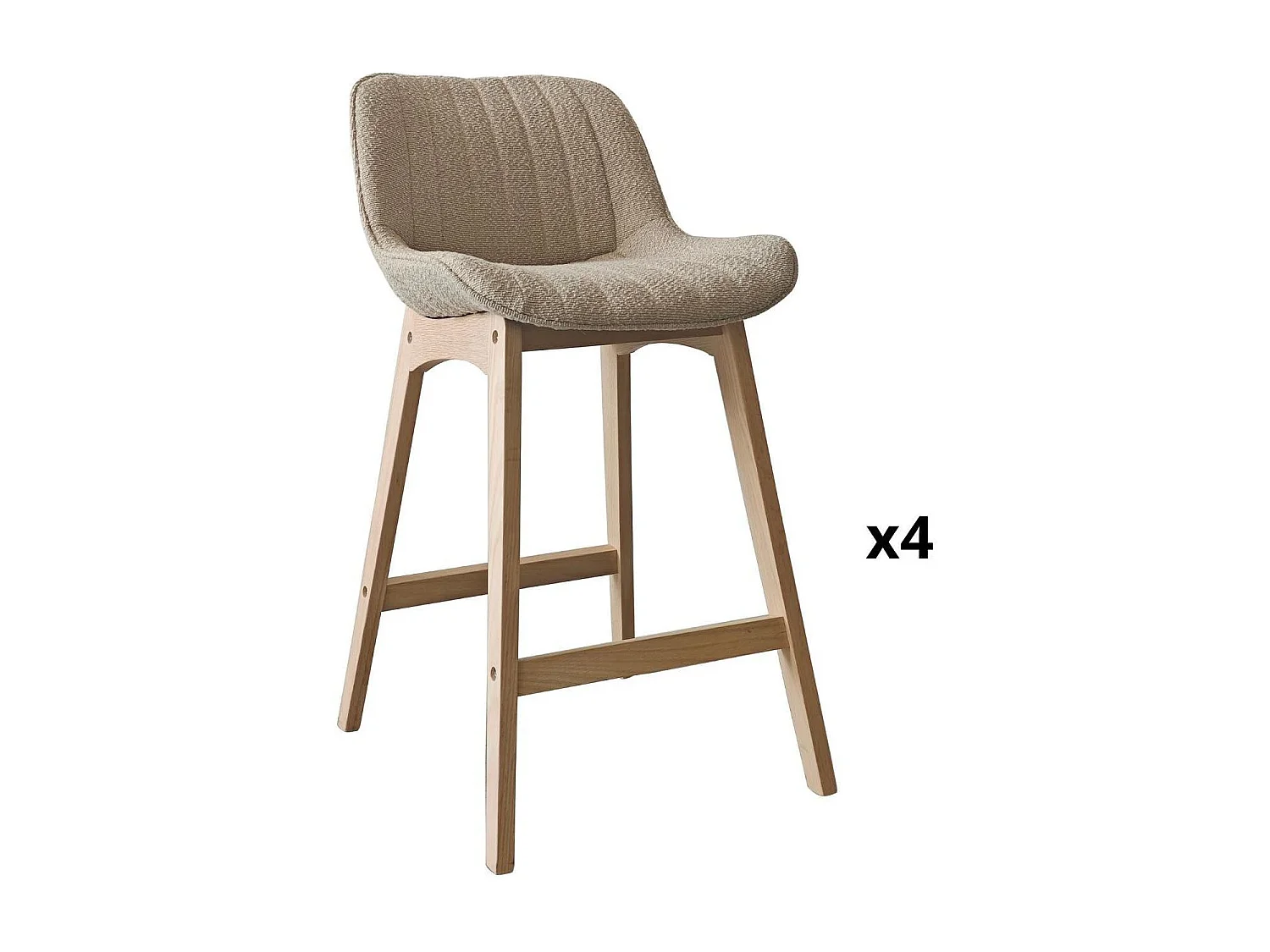 Komplet dębowych krzeseł wyspowych i barowych z siedziskiem z tkaniny frotte MILK o szerokości 65 cm 4608495 - obrazek 1