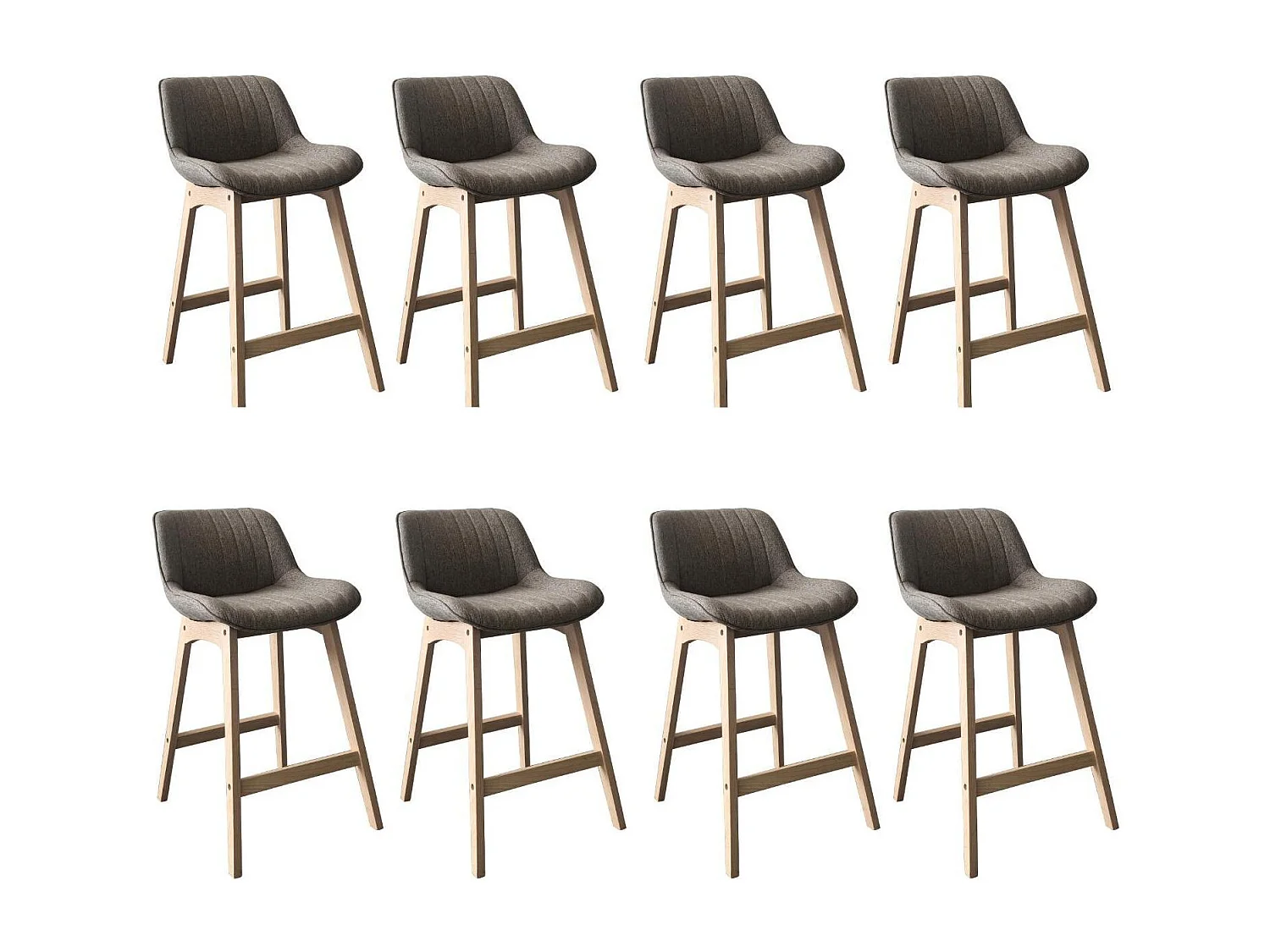 Komplet dębowych krzeseł wyspowych i barowych z siedziskiem z tkaniny MELLOW o szerokości 65 cm 4608504 - obrazek 1