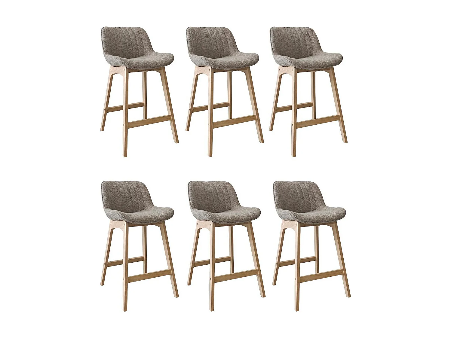 Komplet dębowych krzeseł wyspowych i barowych z siedziskiem z tkaniny frotte MILK o szerokości 65 cm 4608506 - obrazek 1
