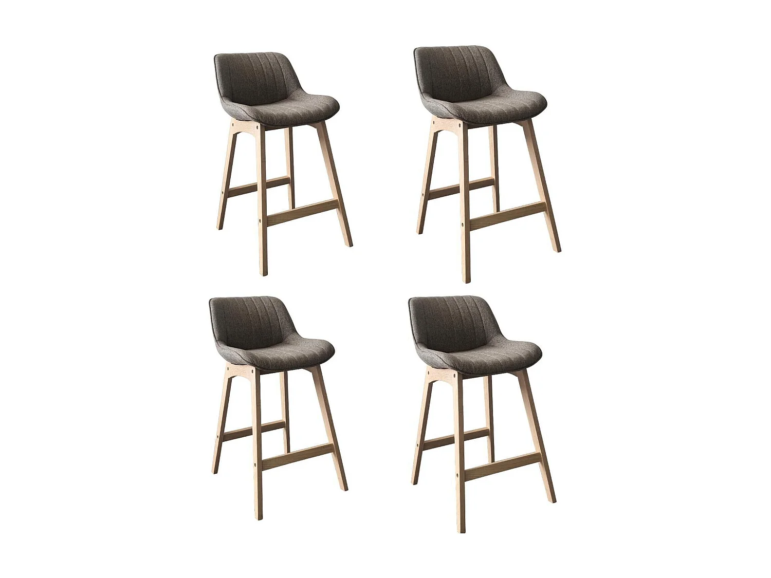 Komplet dębowych krzeseł wyspowych i barowych z siedziskiem z tkaniny MELLOW o szerokości 65 cm 4608520 - obrazek 1