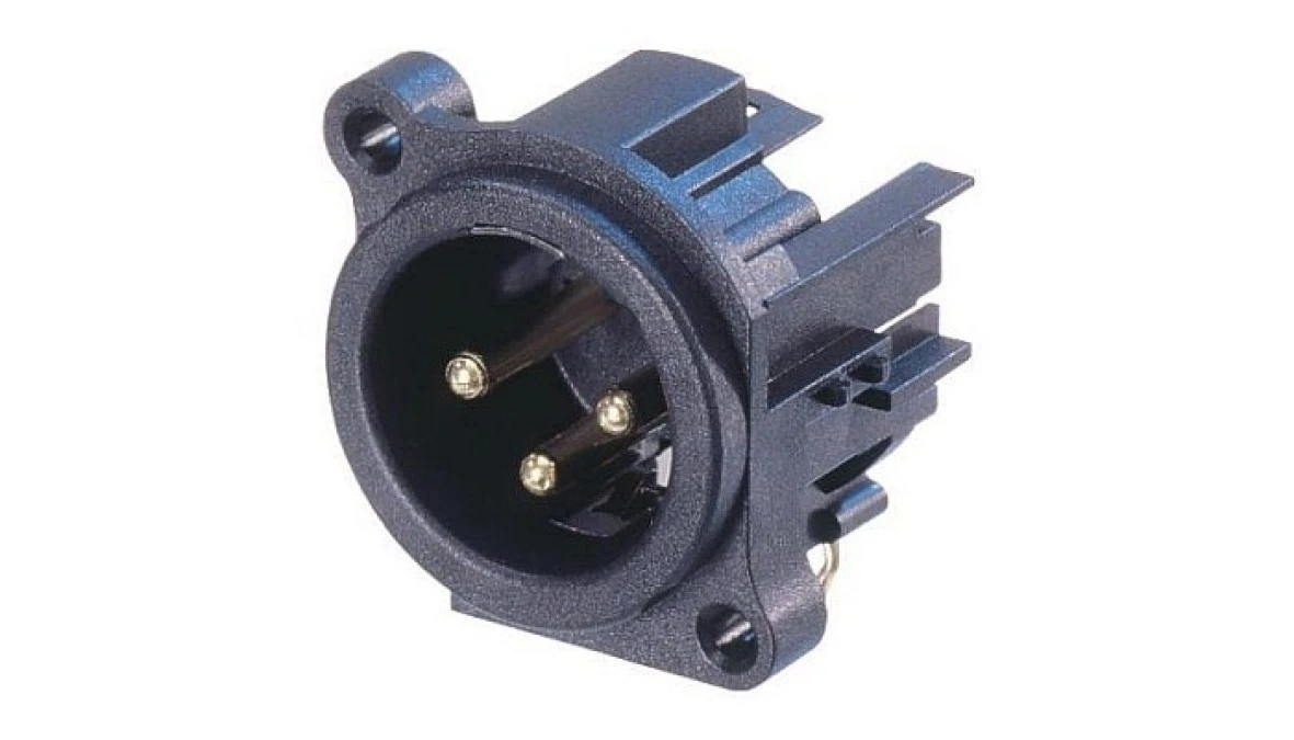 NEUTRIK Wtyk mikrofonowy XLR (3‑pin) montażowy do obudowy czarny NC3MAH - obrazek 1