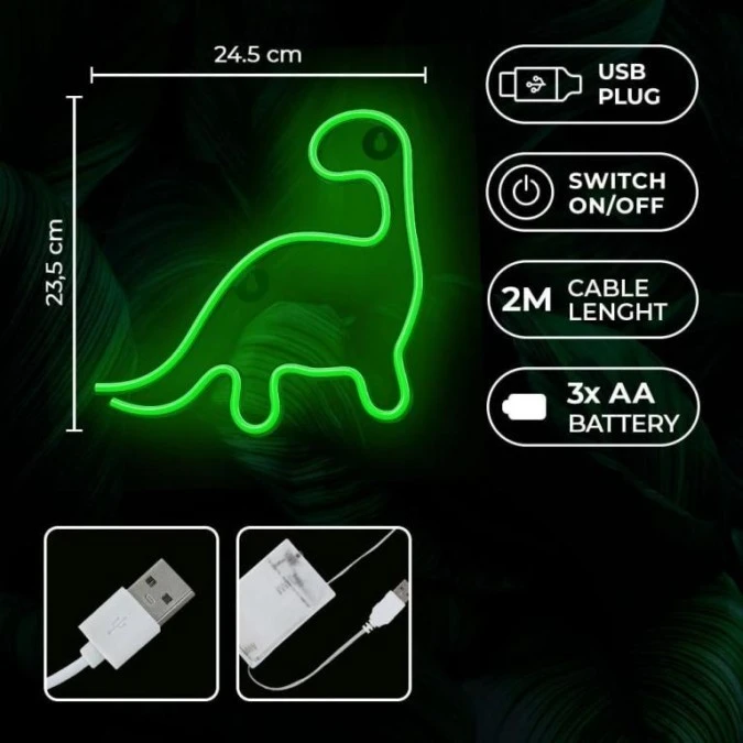 Neon LED DINOZAUR zielony NNE01 Neolia - obrazek 3