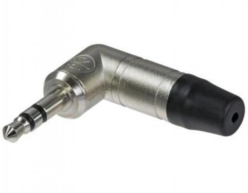 NEUTRIK Wtyk kątowy srebrny Audio AUX mini Jack 3,5mm Stereo na kabel do 4,5mm pozłacany czarny NTP3RC - obrazek 1