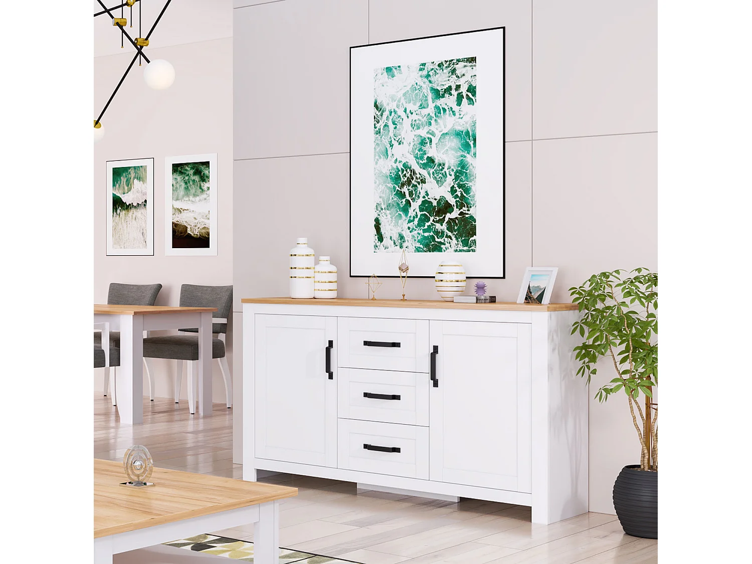 Komoda 150×89,5×41 cm biała 4627503