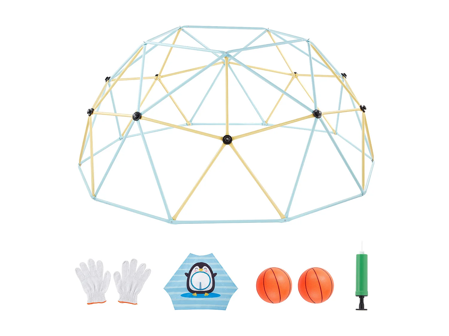 Kopuła Wspinaczkowa SucceBuy Geometryczna 305 cm, Klatka do Wspinania z Siecią i 2 Piłkami do Koszykówki, Solidna Klatka dla Wiewiórek Nośność 453 kg 4655628 - obrazek 1