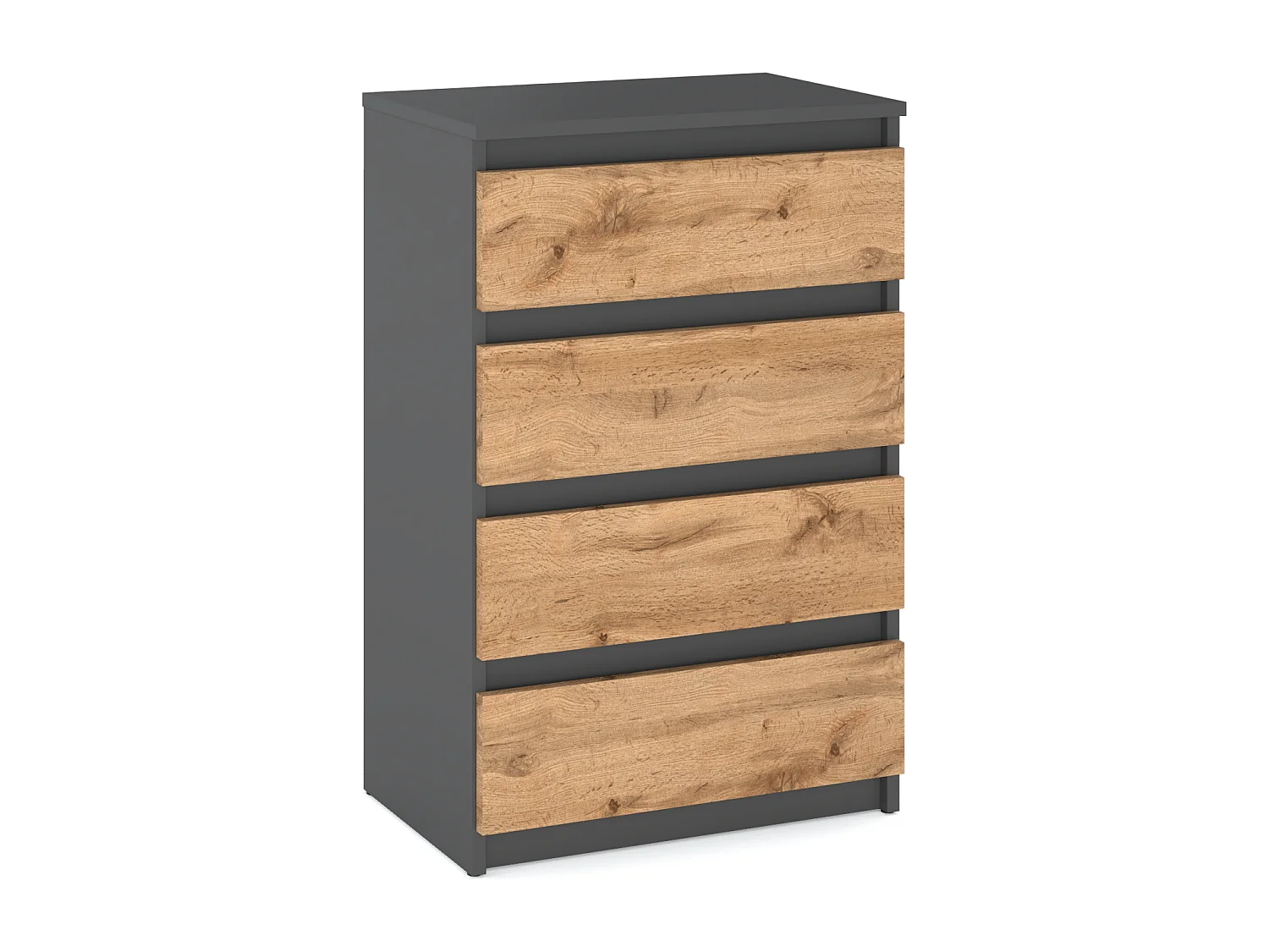 Komoda z 4 szufladami 60cm Szafka Szary Mat Dąb Wotan Meble Do Salonu Sypialni 4697099 - obrazek 1