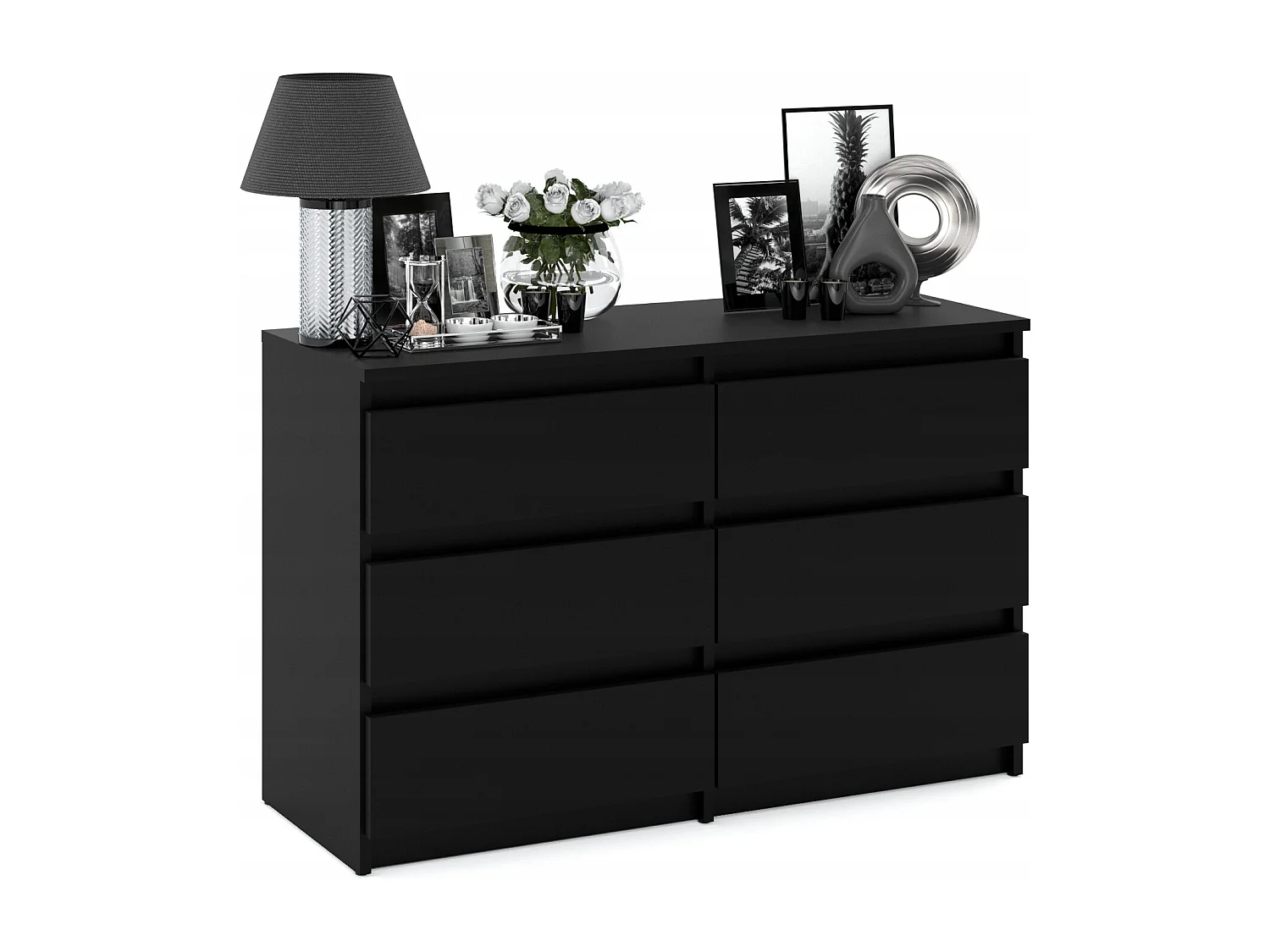 Komoda z 6 Szufladami 100 CM Szafka Czarny Mat Meble do Salonu Sypialni 4697106 - obrazek 1