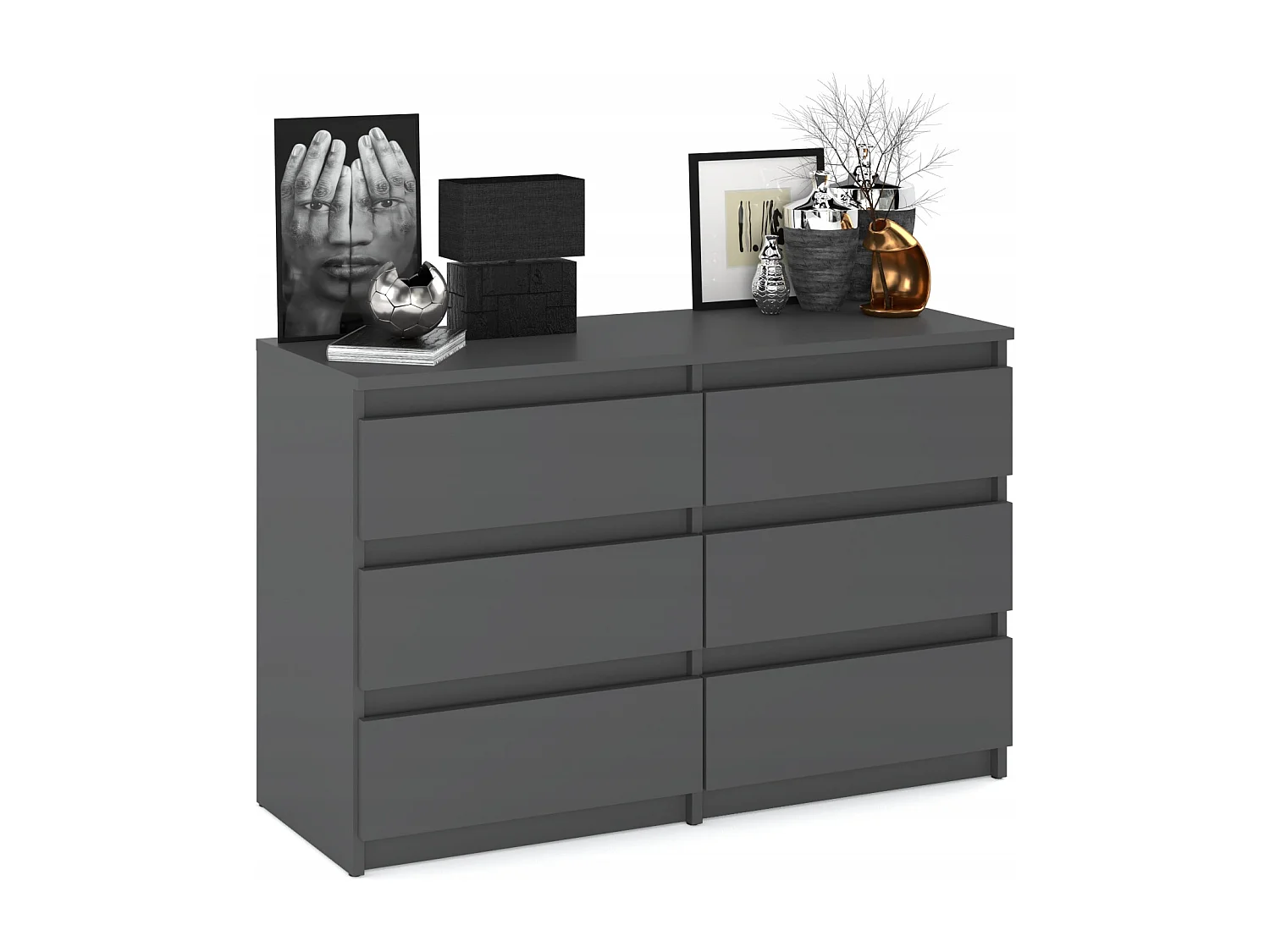 Komoda z 6 Szufladami 100 CM Szafka Szary Mat Meble do Salonu Sypialni 4697107 - obrazek 1