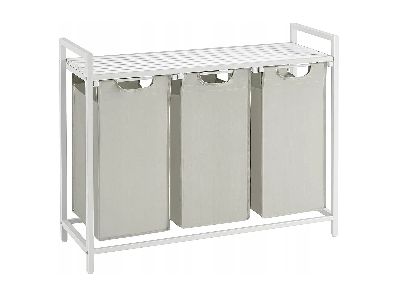 Kosz na pranie Valora White z 3 przegródkami i blatem z płyty MDF w stylu loft 4700123
