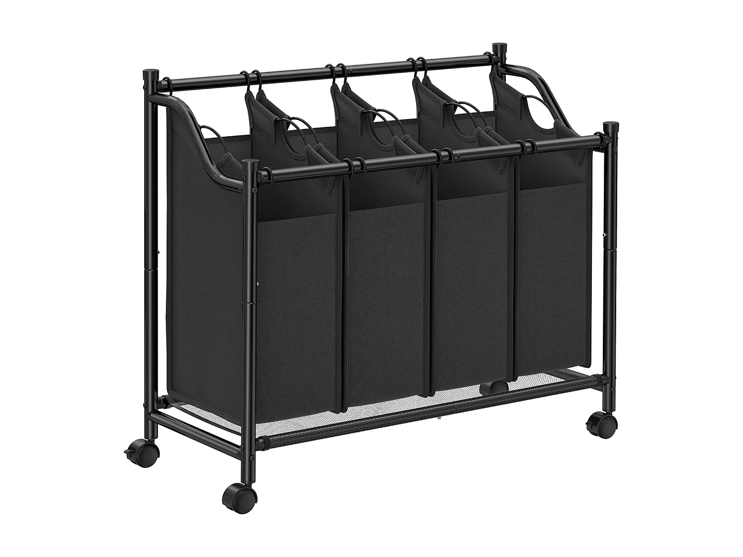 Kosz na pranie Valora Black 4-komorowy z kółkami 140 l 4700159