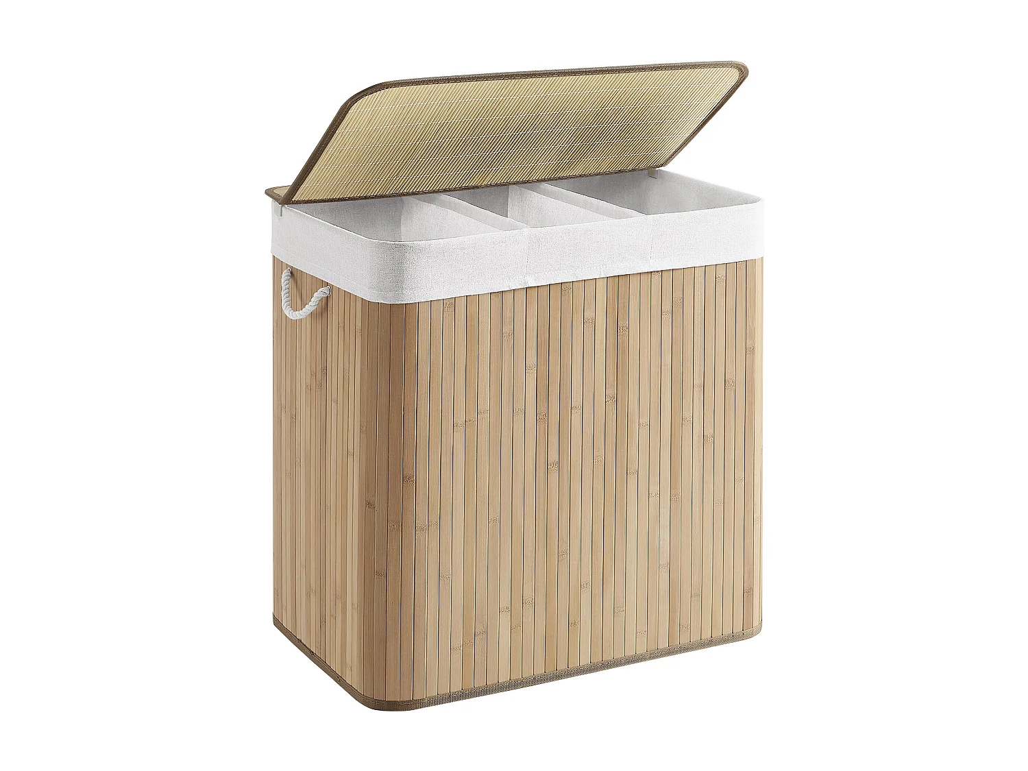 Kosz na pranie Valora Natural Bamboo 3-komorowy 150 l z pokrywką 4700186