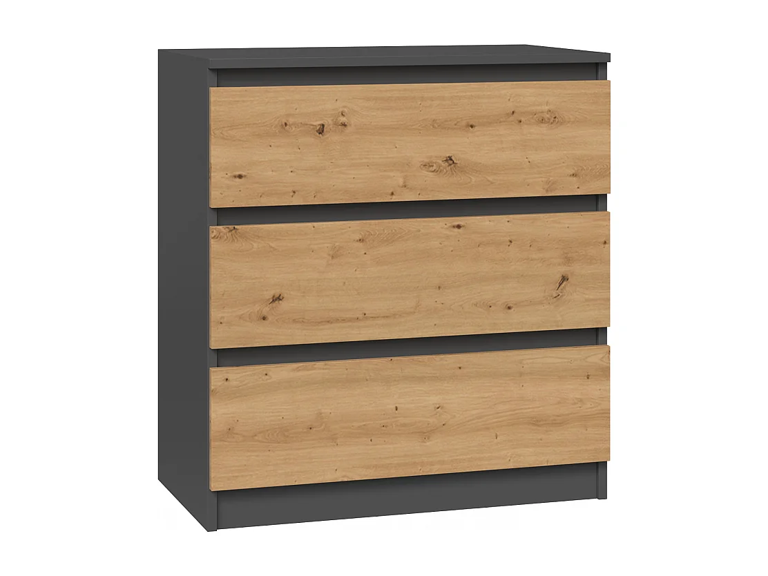 Komoda Malwa M3 | Antracyt/Dąb Artisan |70x40x75 cm | 3 szuflady 4044353 - obrazek 1