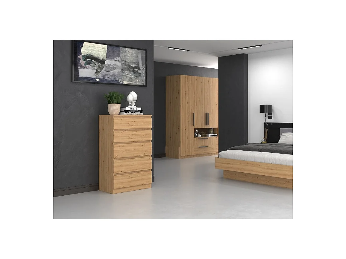 Komoda Malwa M5 | Dąb Artisan | 70x40x109,5 cm | Komoda z 5 Szufladami 4031902 - obrazek 1