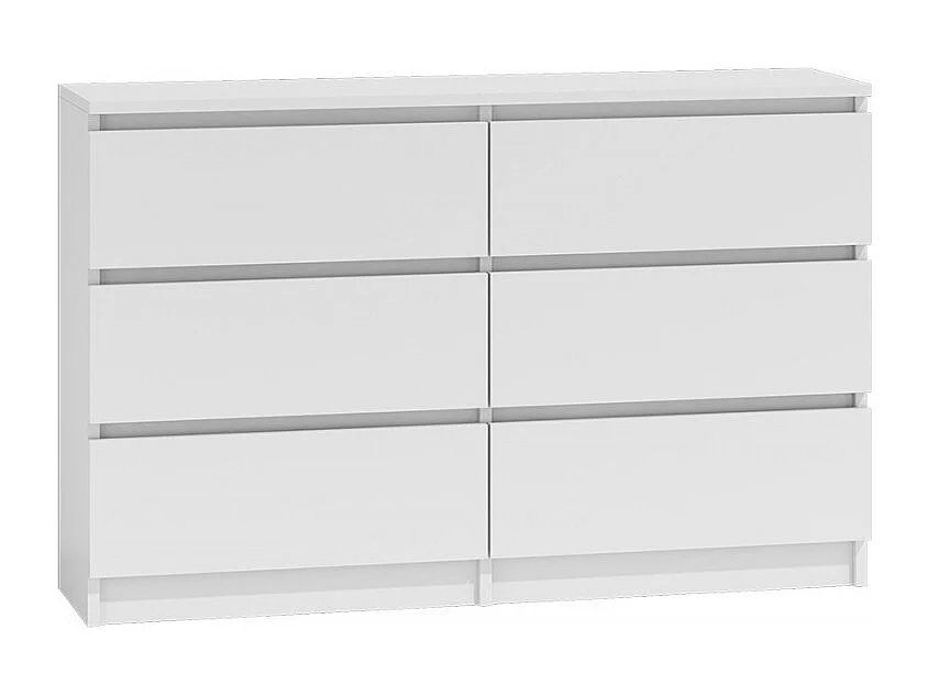Komoda Malwa M6/120 | Biały | 120x30x75 cm | Nowoczesna 6 Szuflad 4031894 - obrazek 1