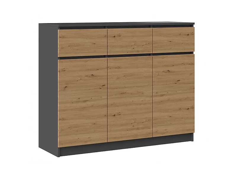 Komoda Malwa 3D3S | Antracyt/Dąb Artisan | 120x40x97 cm |3 Drzwi 3 Szuflady 4044436 - obrazek 1