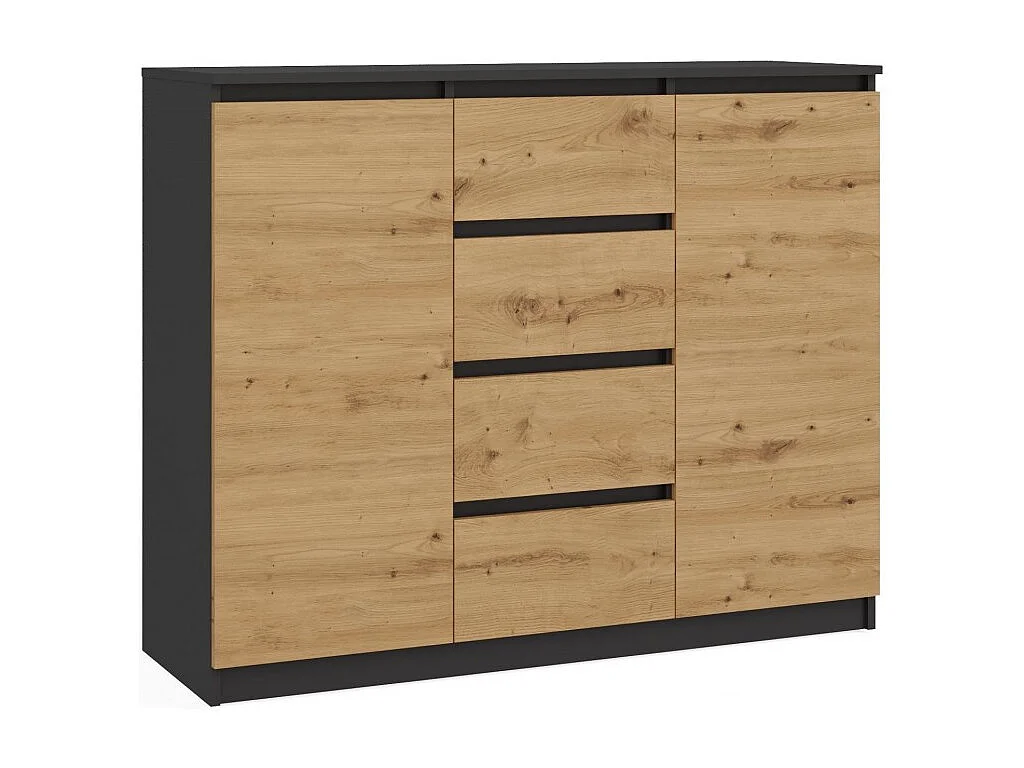 Komoda Malwa 2D4S | Antracyt/Dąb Artisan | 120x40x97 cm | 2 Drzwi, 4 Szuflady 4044442 - obrazek 1