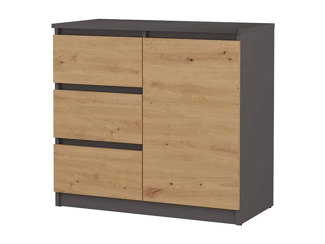 Komoda Malwa 1D3S | Antracyt/Dąb Artisan | 80x40x75 cm | 3 Szuflady, 1 Drzwi 4142355 - obrazek 1