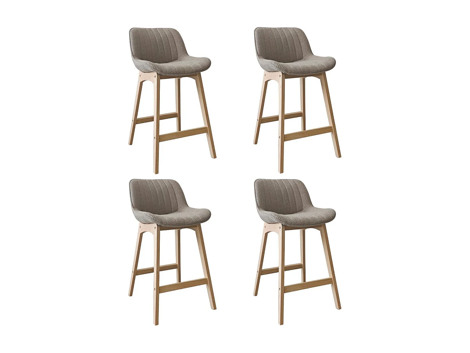 Komplet dębowych krzeseł wyspowych i barowych z siedziskiem z tkaniny frotte MILK o szerokości 65 cm 4608529 - obrazek 1