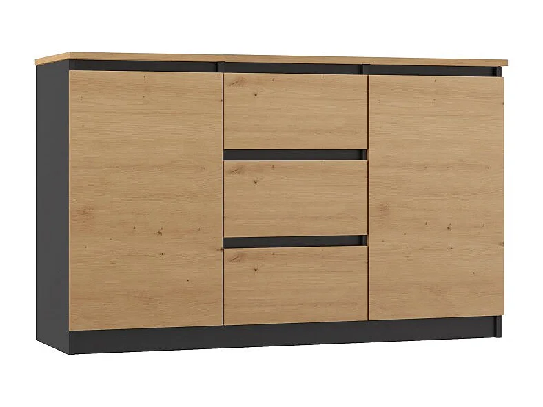Komoda Malwa 2D3S | Antracyt-Dąb Artisan | 120x40x75 cm | 2 Drzwi 3 Szuflady 4029756 - obrazek 1