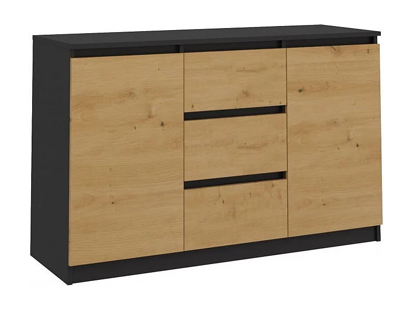 Komoda Malwa 2D3S | Antracyt/ Dąb Artisan | 120x40x75 cm | 2 Drzwi 3 Szuflady 4029761 - obrazek 1