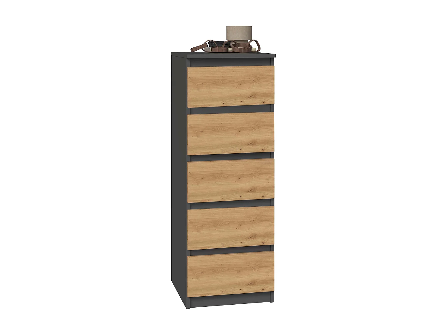Komoda Malwa W5 | Antracyt/Dąb Artisan | 40x45x111 cm | Komoda z 5 Szufladami 4758314 - obrazek 1