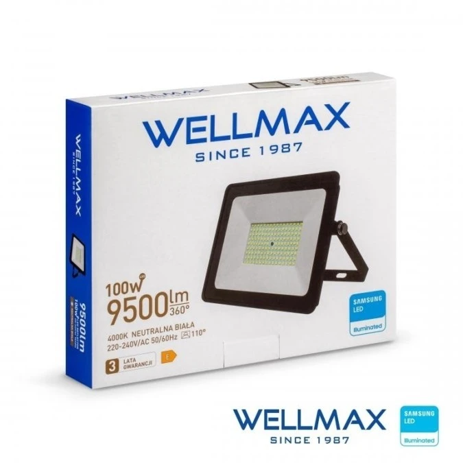 Naświetlacz LED 100W 95lm/W 9500lm IP65 Neutralna 4000K SAMSUNG / GOL1FLN100 - obrazek 1