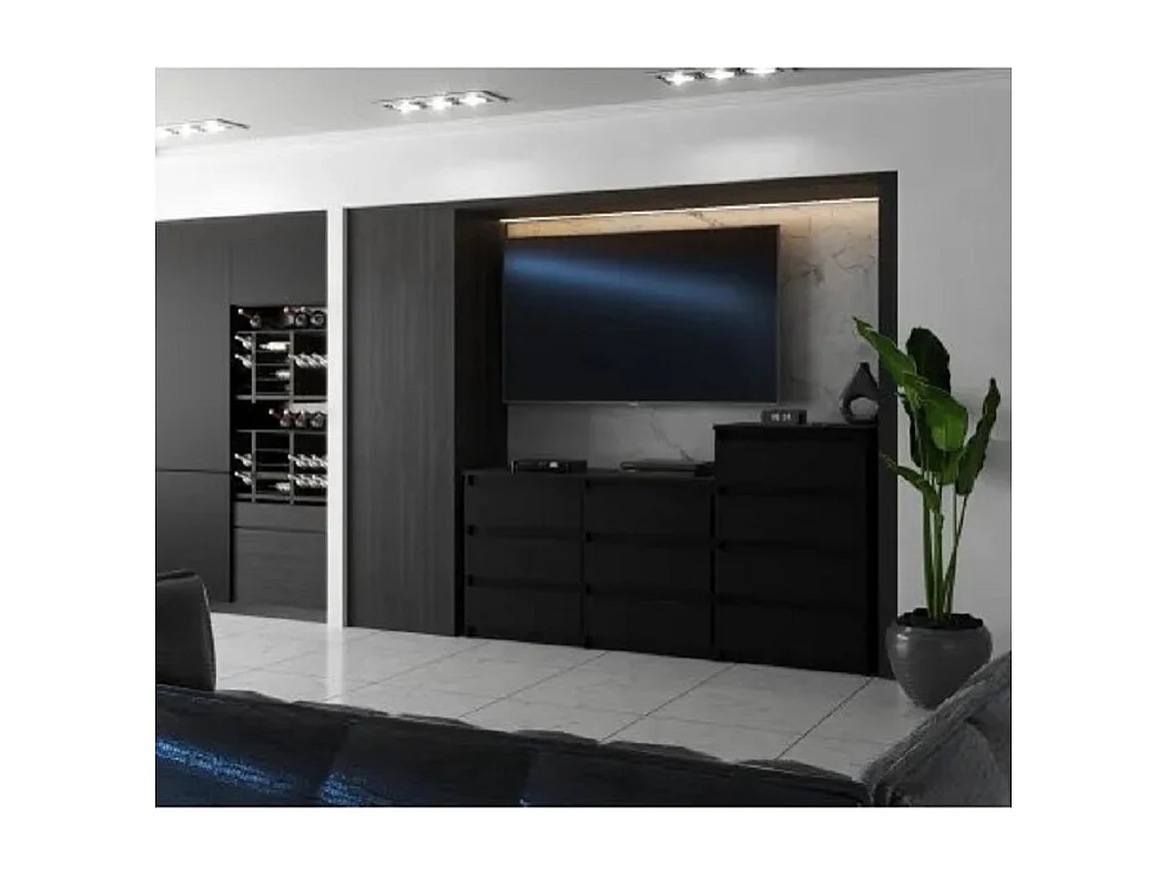 Komoda Z 10 Szufladami 160 CM Szafka Rtv Czarny Mat Meble Do Salonu Sypialni 4795209 - obrazek 1