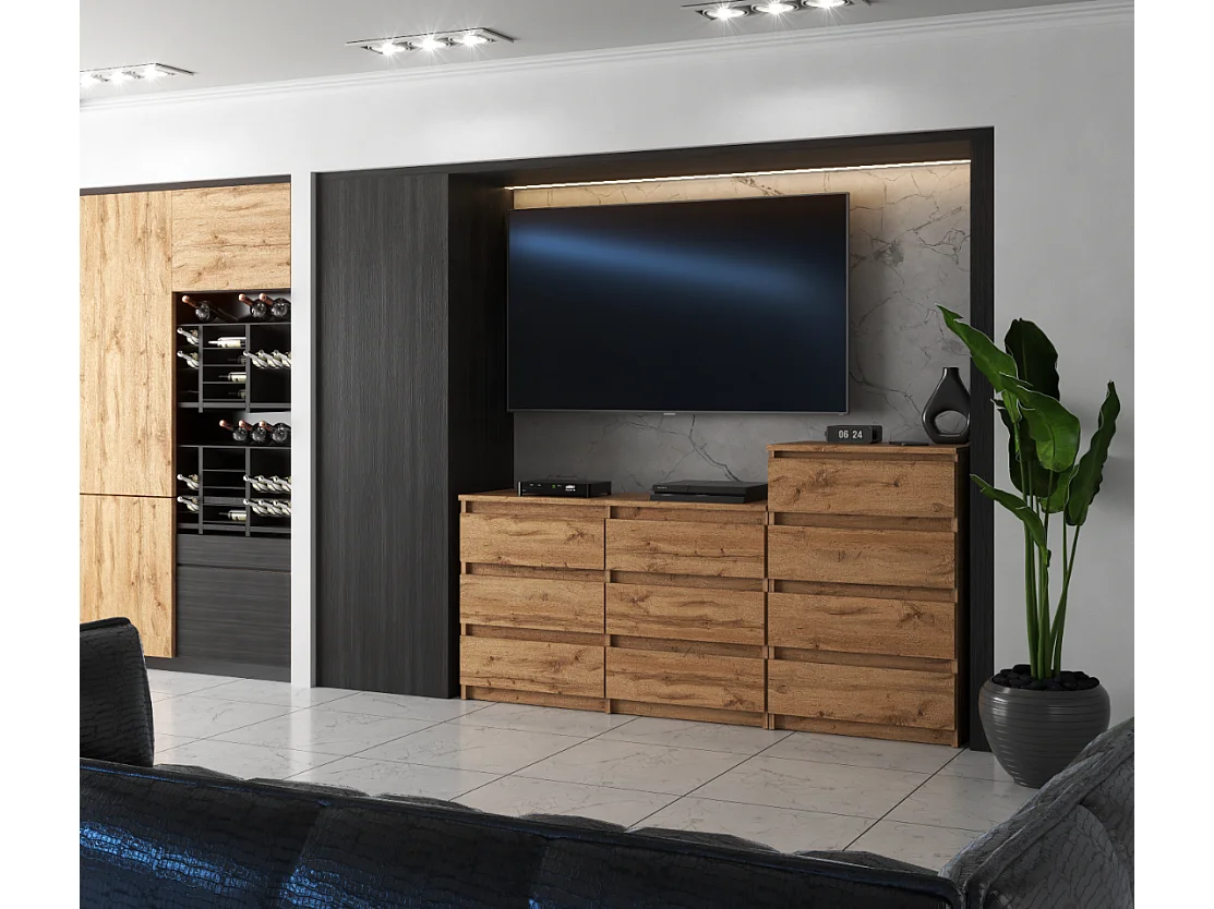 Komoda Z 10 Szufladami 160 CM Szafka Rtv Dąb Wotan Meble Do Salonu Sypialni 4795210 - obrazek 1