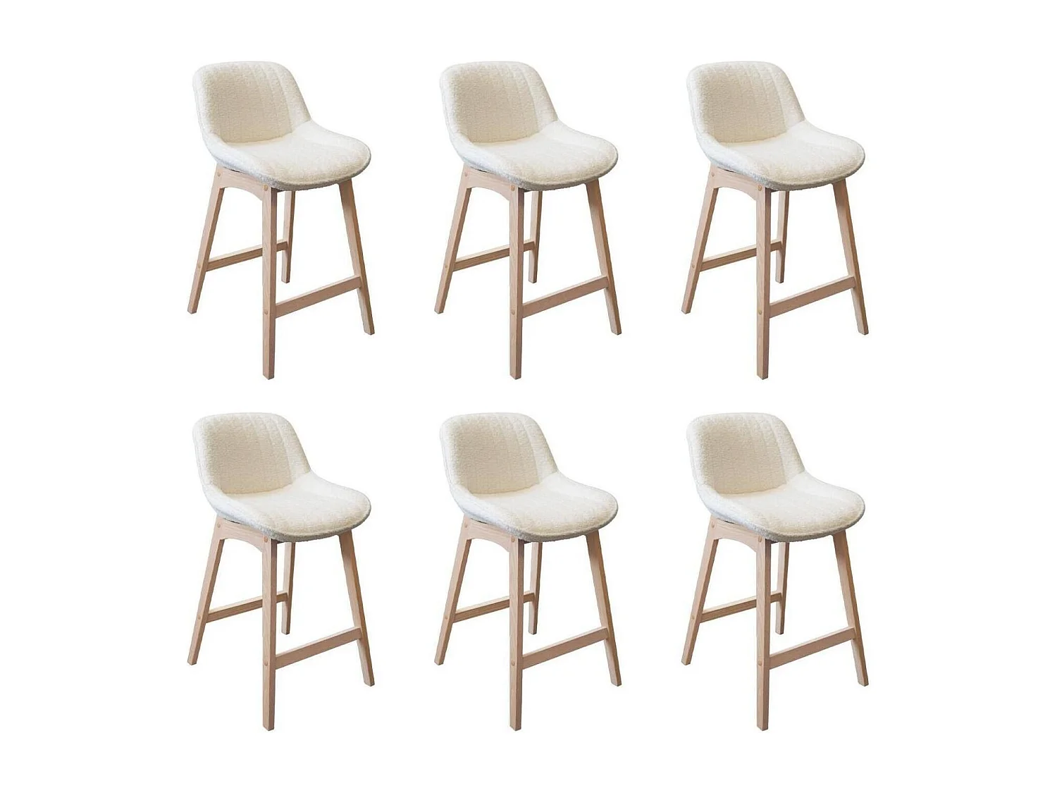 Komplet dębowych krzeseł wyspowych i barowych z siedziskiem z tkaniny frotte MILK o szerokości 65 cm 4796598 - obrazek 1