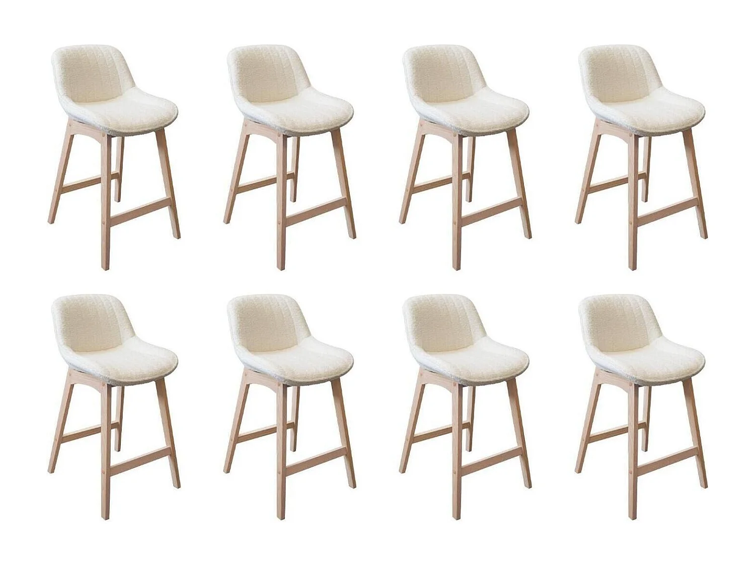 Komplet dębowych krzeseł wyspowych i barowych z siedziskiem z tkaniny frotte MILK o szerokości 65 cm 4796602 - obrazek 1