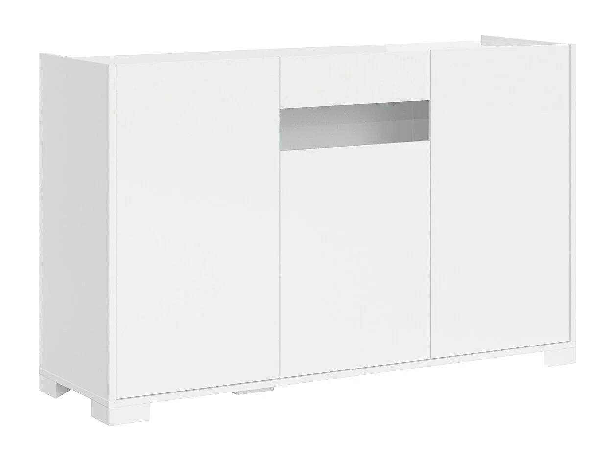 Komoda z 3 drzwiami Riflesso 130x40x81 cm, biały połysk 3642227 - obrazek 1
