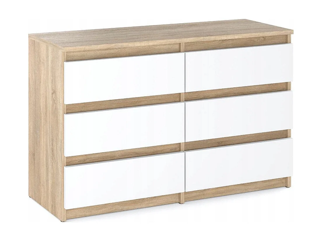 Komoda z 6 Szufladami 100 CM Szafka Dąb Sonoma Biały Mat Meble do Salonu Sypialni 4697108 - obrazek 1