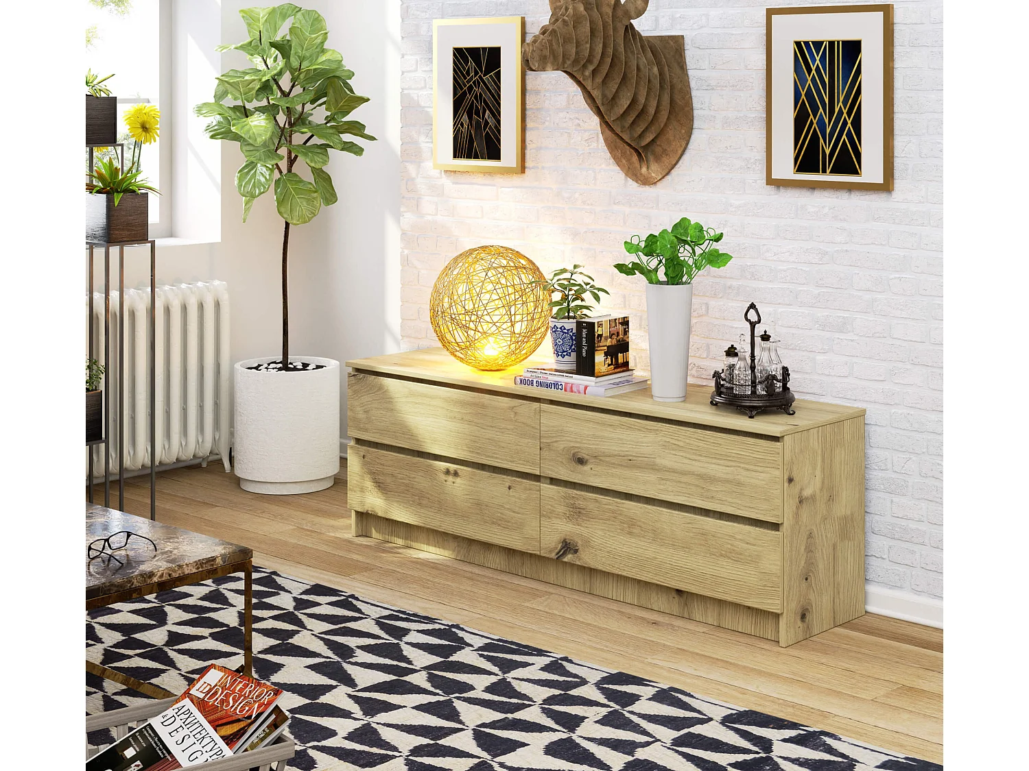 Komoda AKORD K160 Dąb Artisan 160 cm 4 szuflady kolor Dąb Artisan mat 160x40x55 cm 1947745 - obrazek 1