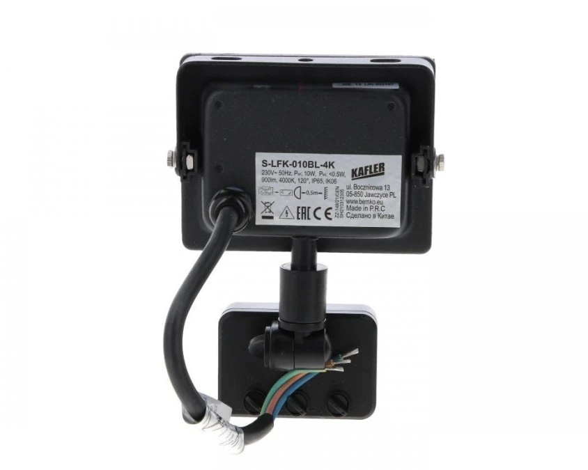 NAŚWIETLACZ LED SMD KASTEL 10W 4000K 800LM IP65 CZARNY CZ. PIR C64‑S‑LFK‑010BL‑4K - obrazek 2