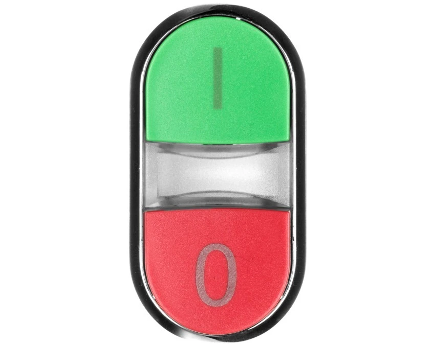 Napęd przycisku podwójnego 22mm zielony /I/ i czerwony wystający /O/ z podświetleniem metal IP69k Sirius ACT 3SU1051‑3BB42‑0AK0 - obrazek 1