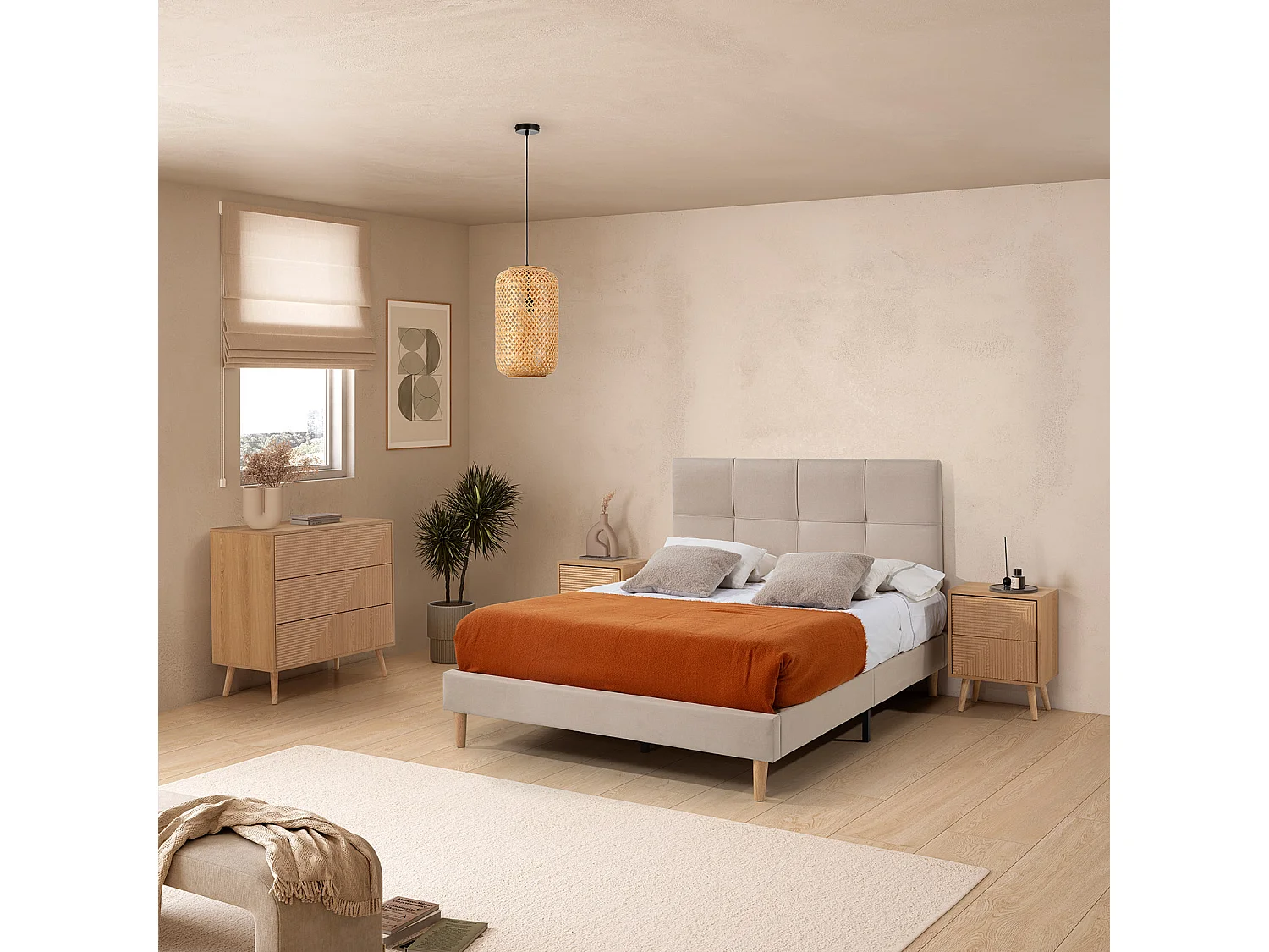 Kolumna Tapicerowana Głowica Łóżka Sicilia 140×60 cm Beżowy 4038689