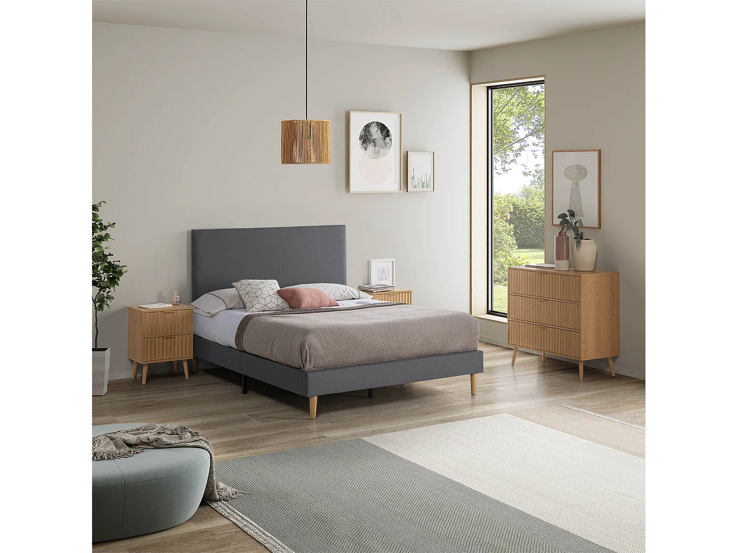 Kolumnowy materac tapicerowany Aura 140×190 cm Szary Ciemny, Wysokość 30 cm 1268855