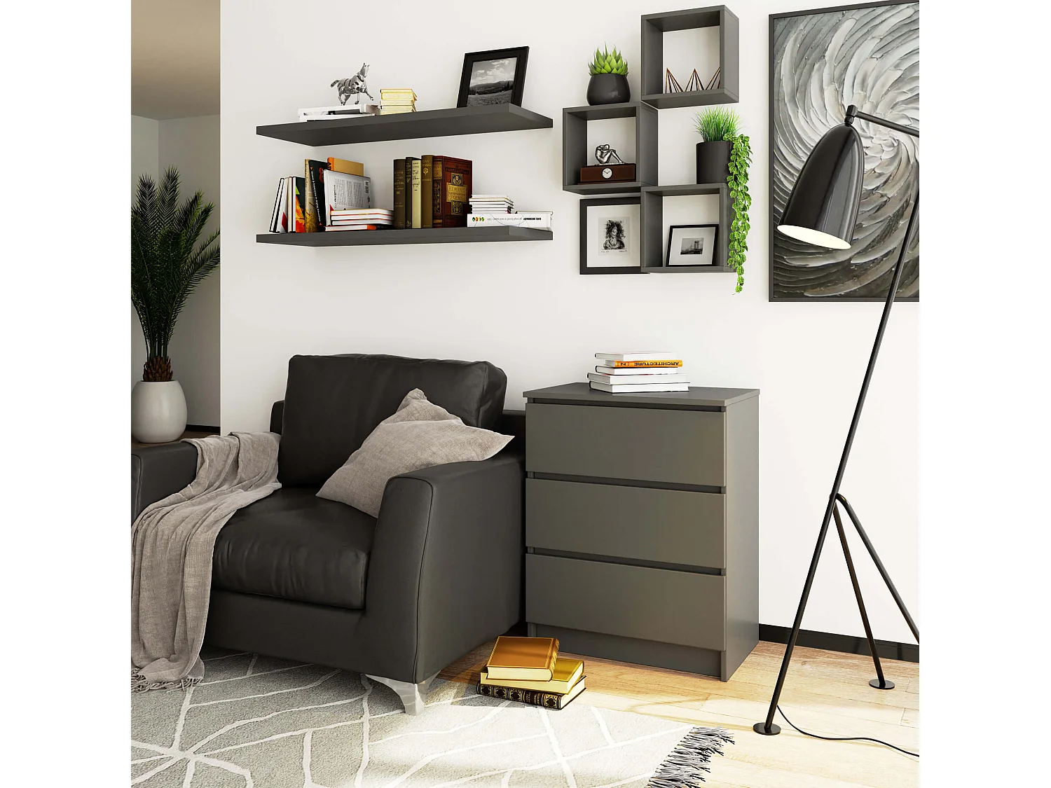 Komoda AKORD K60 Grafit Szary 60 cm 3 szuflady kolor Grafit Szary mat 60x40x77 cm 1952119 - obrazek 1