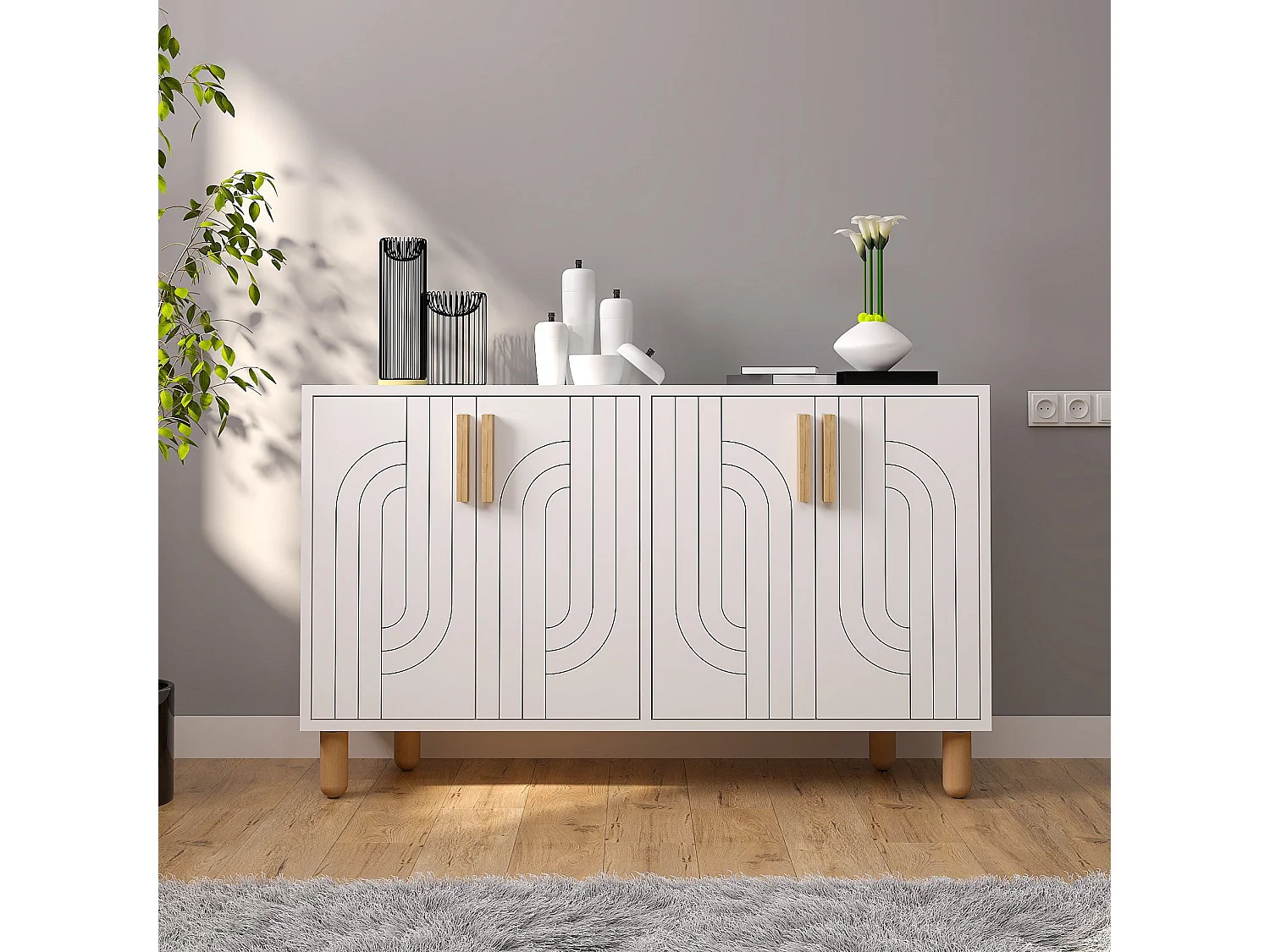 Komoda – 120 cm x 73,6 cm x 29,6 cm – Biała – Płyta wiórowa 3990423