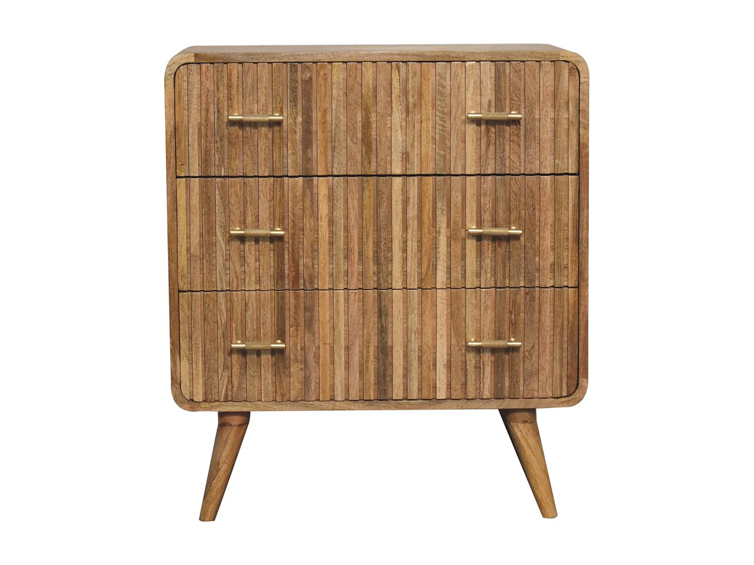 Komoda z rowkami i uchwytem w kształcie litery T Artisan Furniture, 3 szuflady, jasnobrązowa 3749922 - obrazek 1