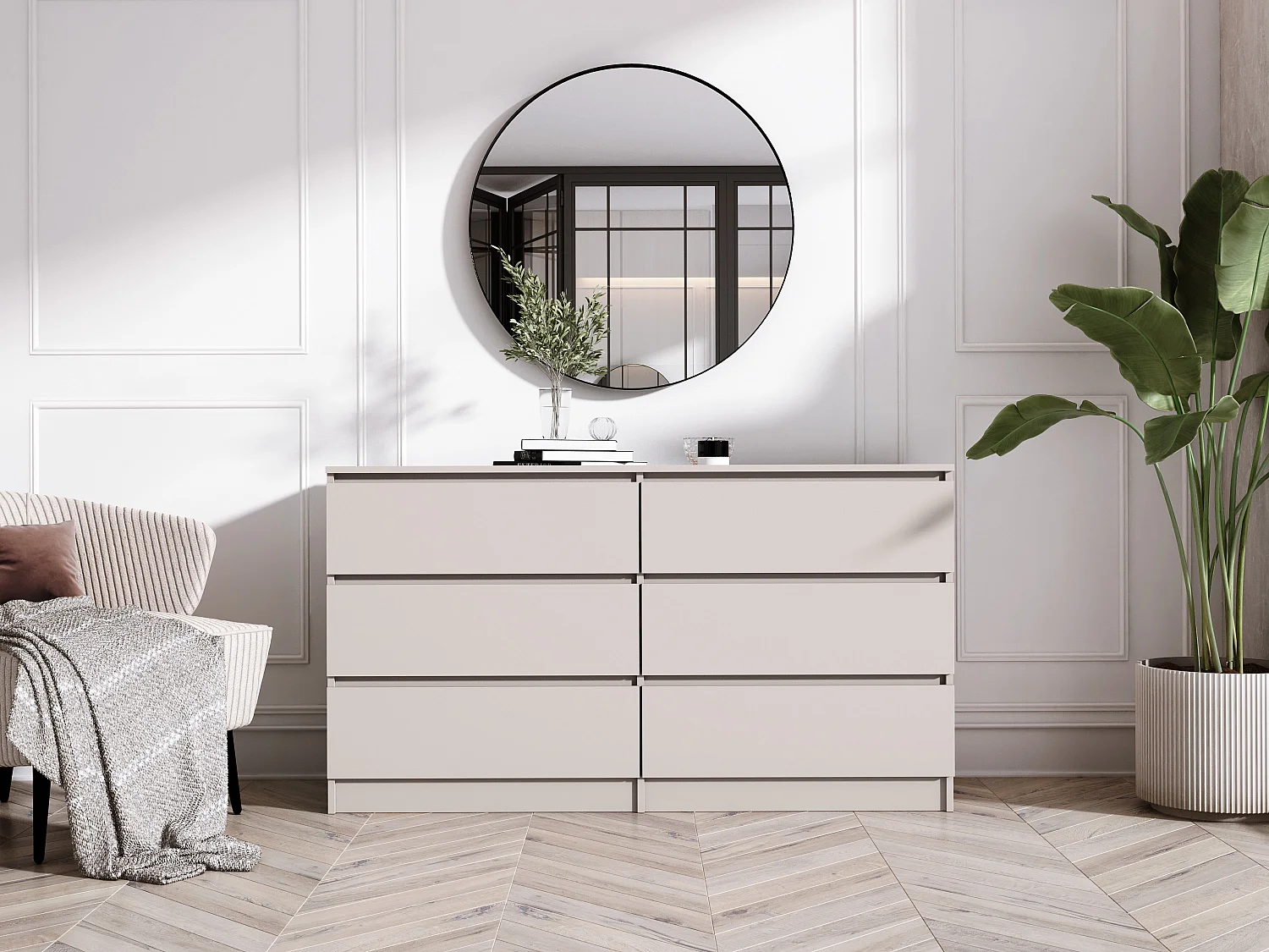 Komoda: 6 szuflad, kaszmir, 139 x 79 x 39 cm 4065735 - obrazek 1