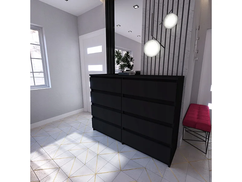 Komoda 8 Szuflad 120 CM Szafka Rtv Czarny Mat Meble Do Salonu Sypialni 4706372 - obrazek 1