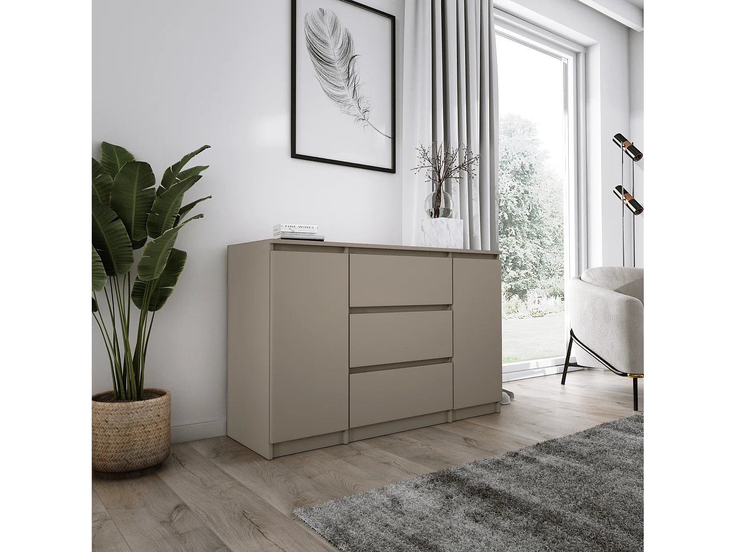 Komoda 2-drzwiowa z 3 szufladami, 120 x 78 x 39 cm, kolor: brązowy 4065844