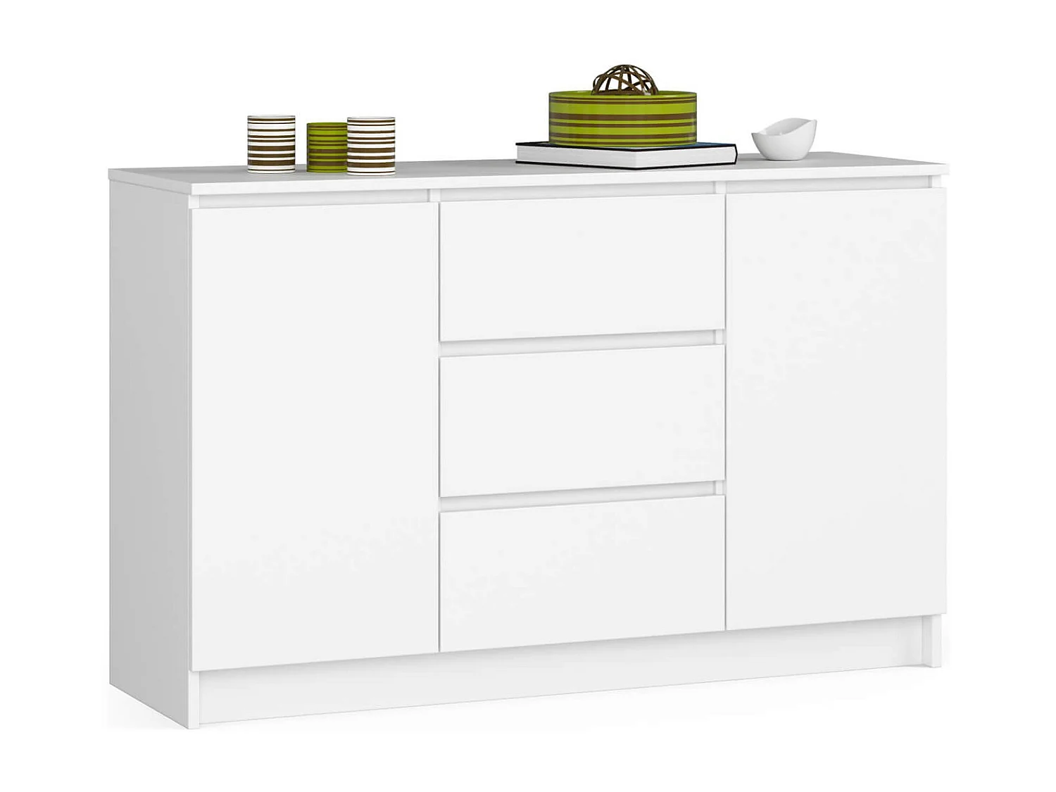 Komoda AKORD K016 Biała 120 cm 2 drzwi 3 szuflady kolor Biały mat 4 półki 120x40x77 cm 1953309 - obrazek 1